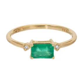 Emerald Cut Emerald Square Deco Ring