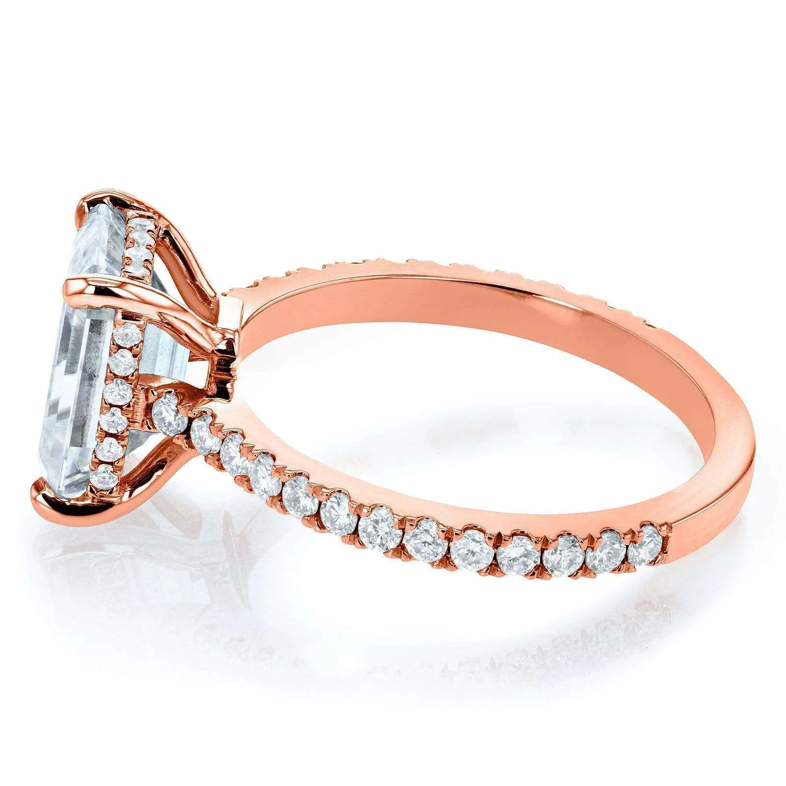 Emerald-cut Forever One Moissanite and Diamond Engagement Ring 2 7/8 CTW 14k Rose Gold