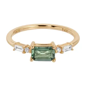 Emerald Cut Green Sapphire Etude Ring (ready to ship option)*