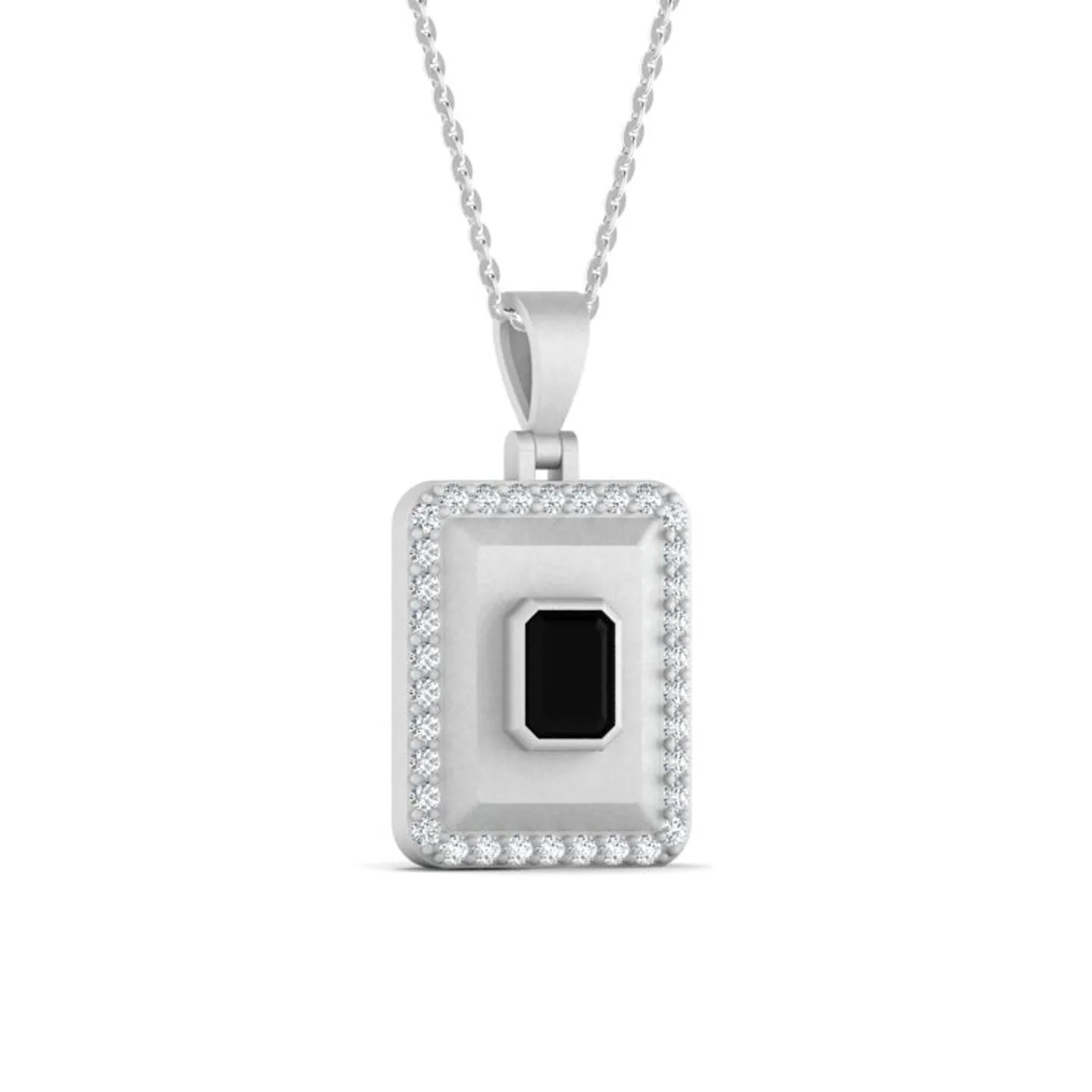 Emerald Onyx Silver Pendant Necklace