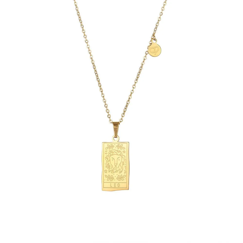Engraved Tarot-Style Zodiac Necklace & Bracelet