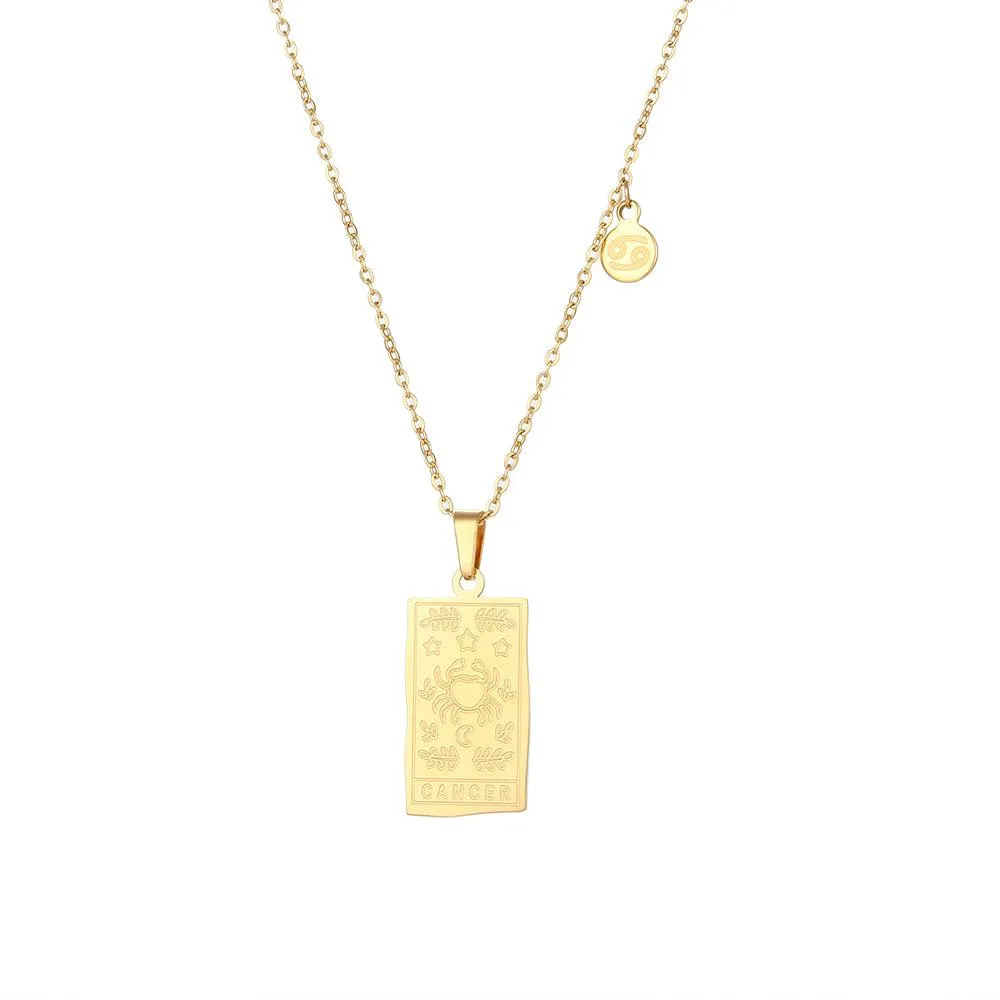 Engraved Tarot-Style Zodiac Necklace & Bracelet