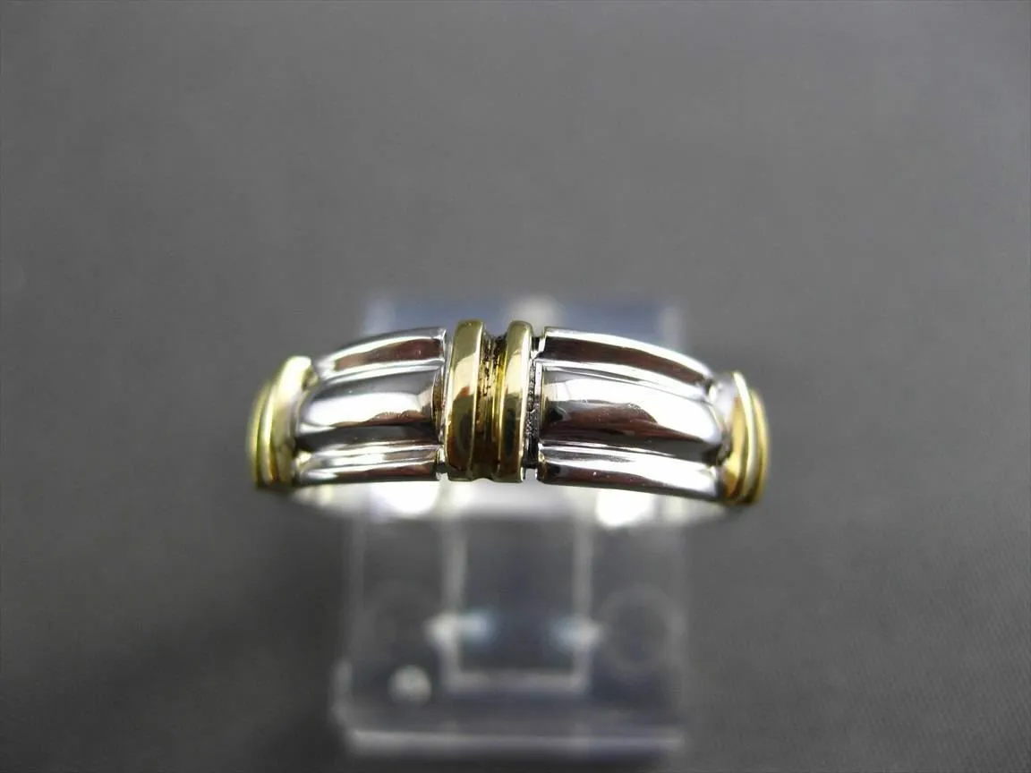 ESTATE WIDE 14K WHITE & YELLOW GOLD 3D WEDDING ANNIVERSARY RING BAND 5mm 23602