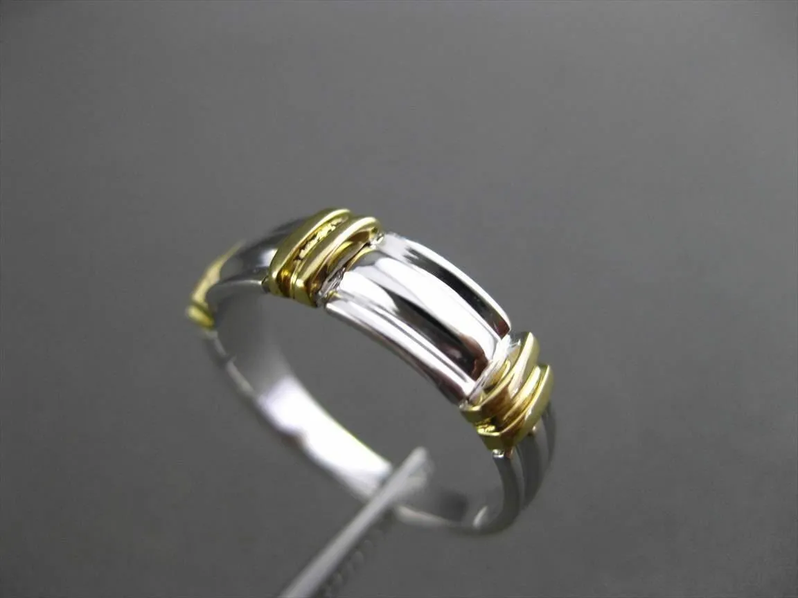 ESTATE WIDE 14K WHITE & YELLOW GOLD 3D WEDDING ANNIVERSARY RING BAND 5mm 23602