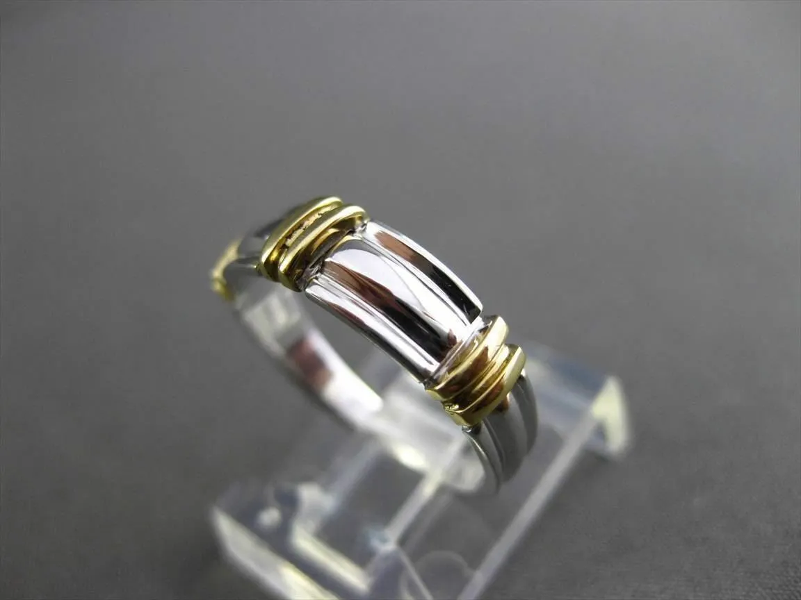 ESTATE WIDE 14K WHITE & YELLOW GOLD 3D WEDDING ANNIVERSARY RING BAND 5mm 23602