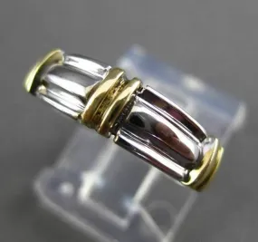 ESTATE WIDE 14K WHITE & YELLOW GOLD 3D WEDDING ANNIVERSARY RING BAND 5mm 23602