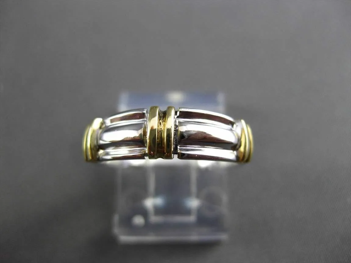 ESTATE WIDE 14K WHITE & YELLOW GOLD 3D WEDDING ANNIVERSARY RING BAND 5mm 23602