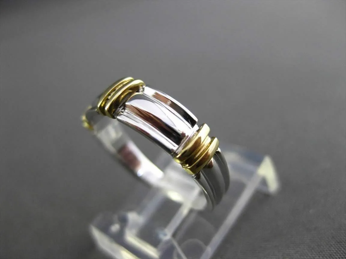 ESTATE WIDE 14K WHITE & YELLOW GOLD 3D WEDDING ANNIVERSARY RING BAND 5mm 23602