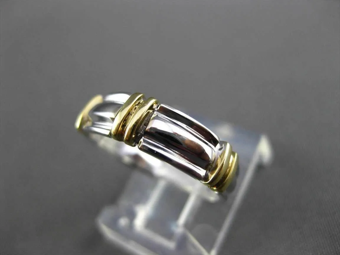 ESTATE WIDE 14K WHITE & YELLOW GOLD 3D WEDDING ANNIVERSARY RING BAND 5mm 23602