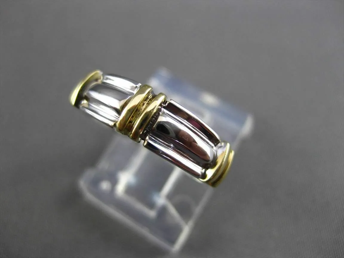 ESTATE WIDE 14K WHITE & YELLOW GOLD 3D WEDDING ANNIVERSARY RING BAND 5mm 23602