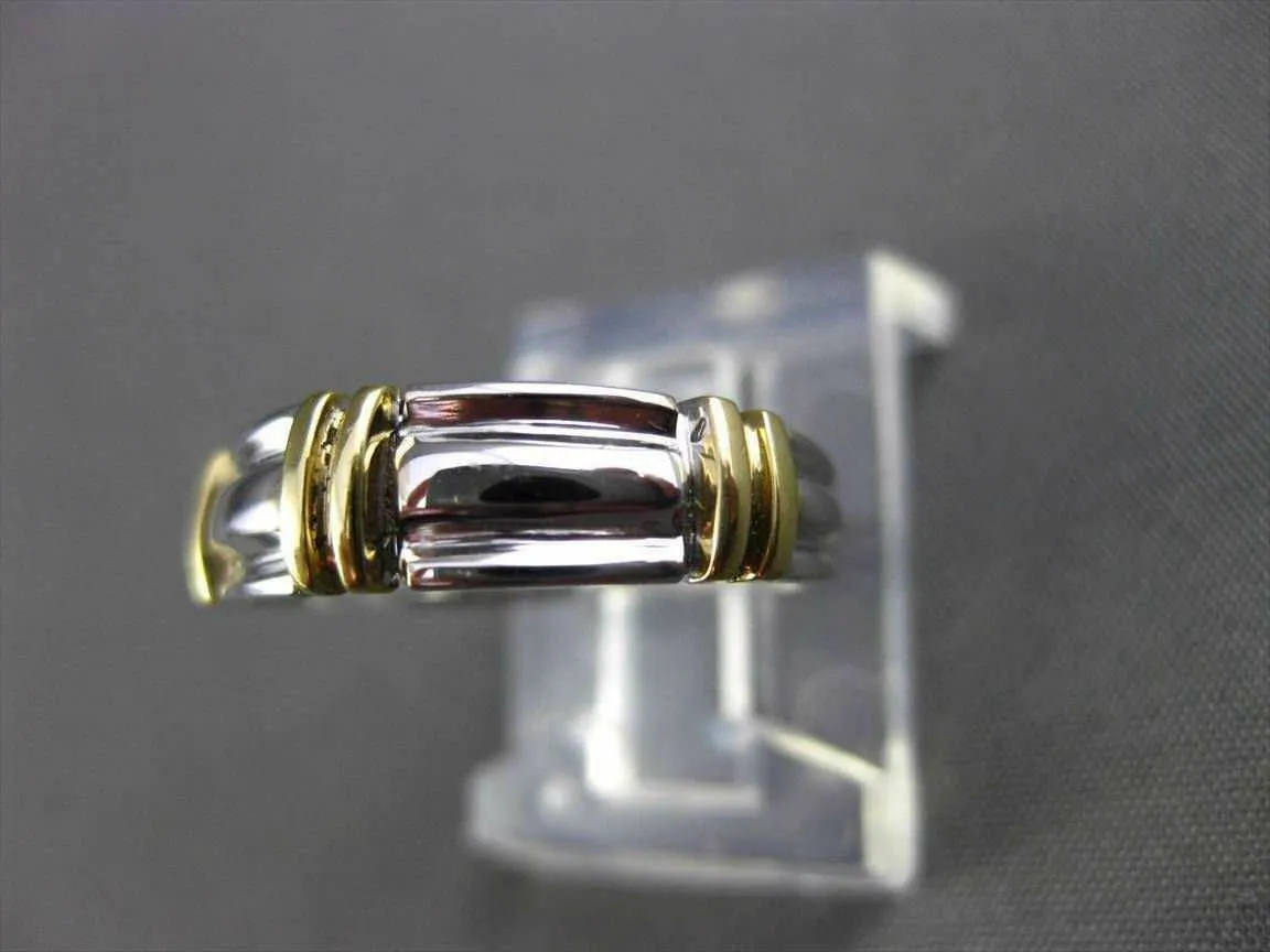 ESTATE WIDE 14K WHITE & YELLOW GOLD 3D WEDDING ANNIVERSARY RING BAND 5mm 23602