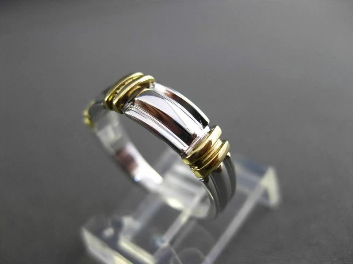 ESTATE WIDE 14K WHITE & YELLOW GOLD 3D WEDDING ANNIVERSARY RING BAND 5mm 23602