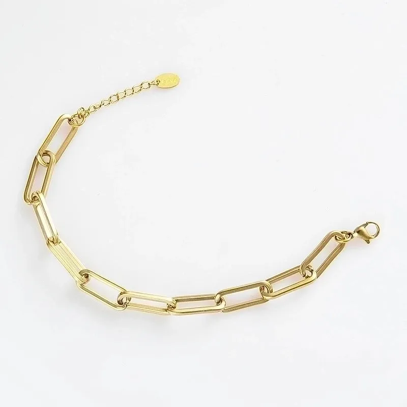 European And American Stainless Steel Bracelet Simple Link Buckle Chain Adjustable Jewelry