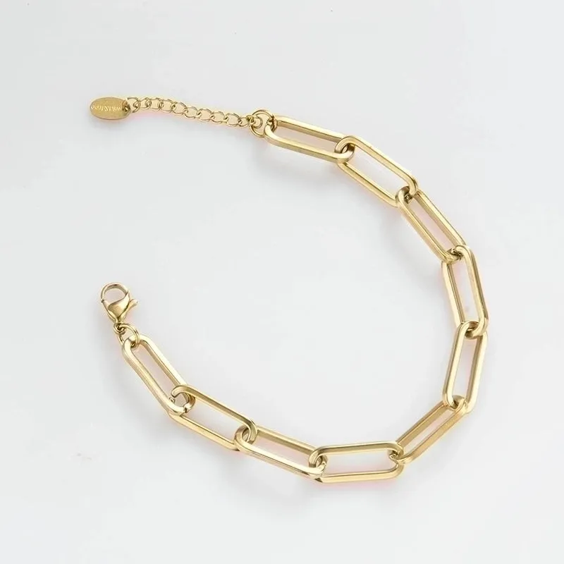 European And American Stainless Steel Bracelet Simple Link Buckle Chain Adjustable Jewelry