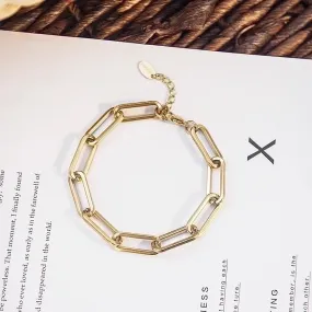 European And American Stainless Steel Bracelet Simple Link Buckle Chain Adjustable Jewelry