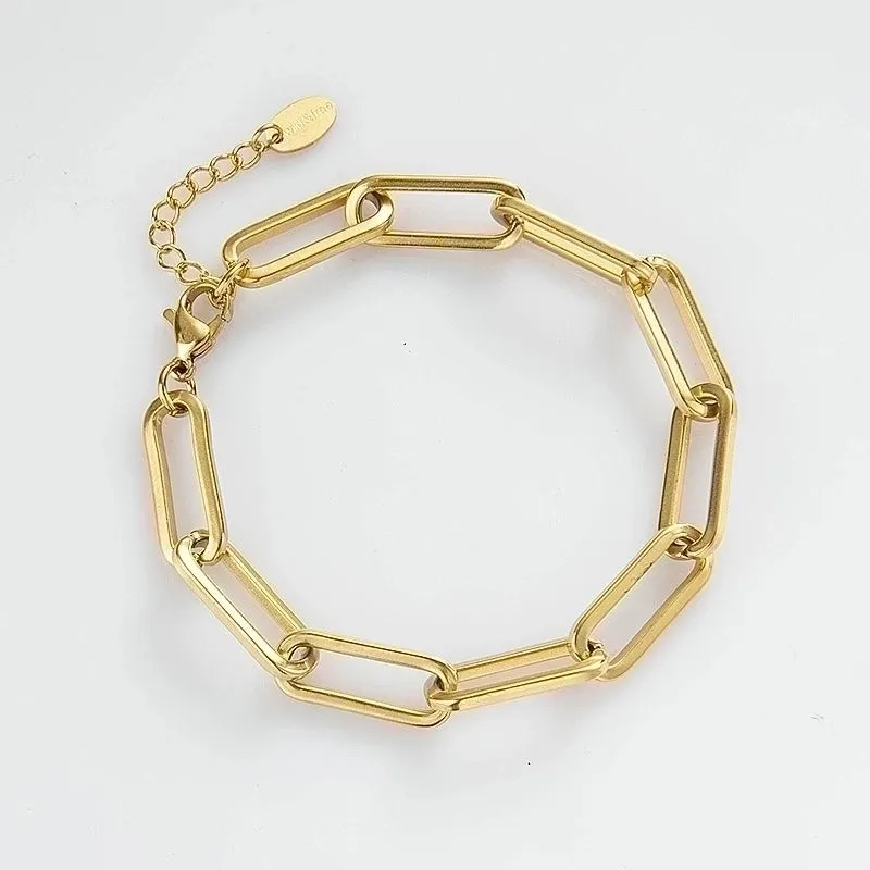 European And American Stainless Steel Bracelet Simple Link Buckle Chain Adjustable Jewelry