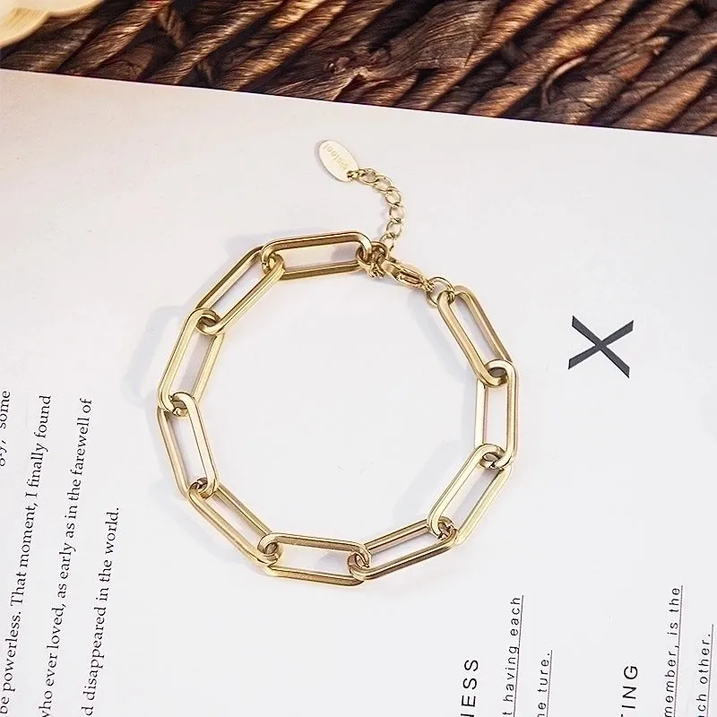 European And American Stainless Steel Bracelet Simple Link Buckle Chain Adjustable Jewelry