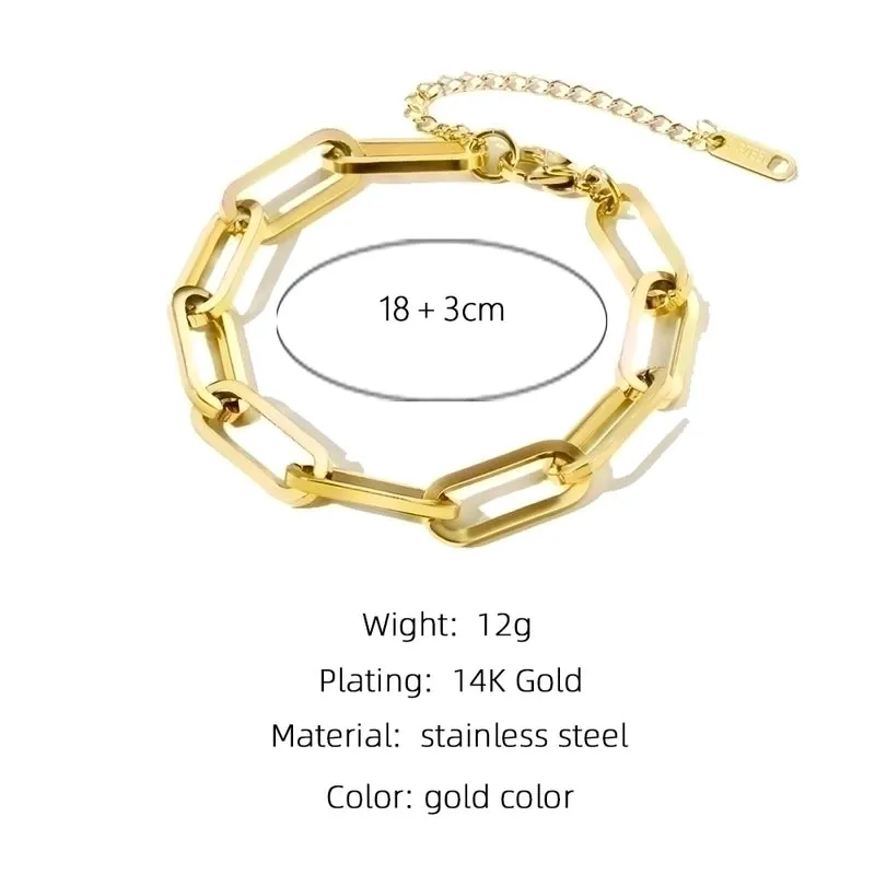European And American Stainless Steel Bracelet Simple Link Buckle Chain Adjustable Jewelry