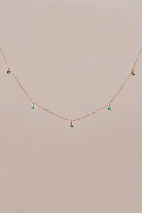EVERGREEN EMERALD AND TURQUOISE CHARMED NECKLACE