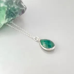 Facetted Emerald Necklace Sterling Silver