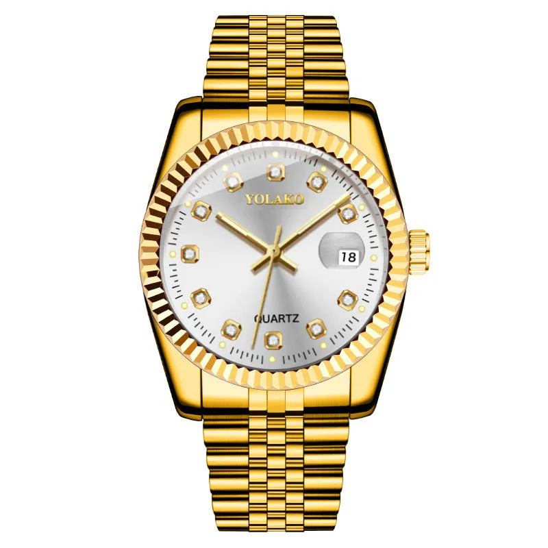 Fashion Diamond Men's Steel Strap Watch