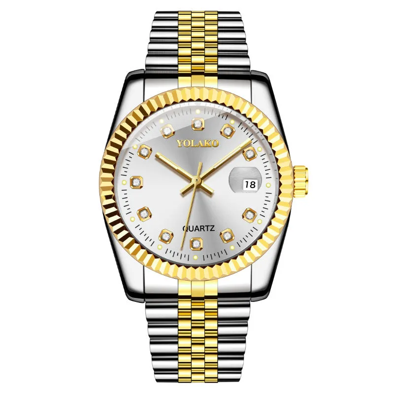 Fashion Diamond Men's Steel Strap Watch