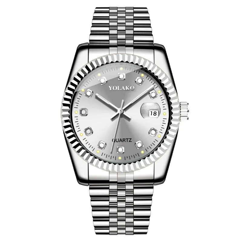 Fashion Diamond Men's Steel Strap Watch