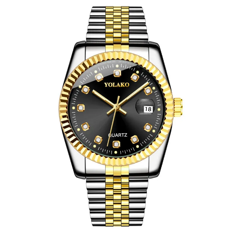 Fashion Diamond Men's Steel Strap Watch