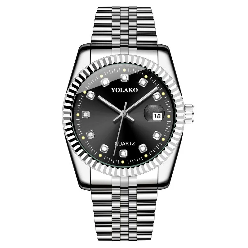 Fashion Diamond Men's Steel Strap Watch