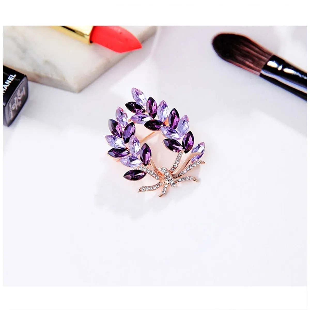 Fashion Rhinestones Bauhinia Flower Brooch