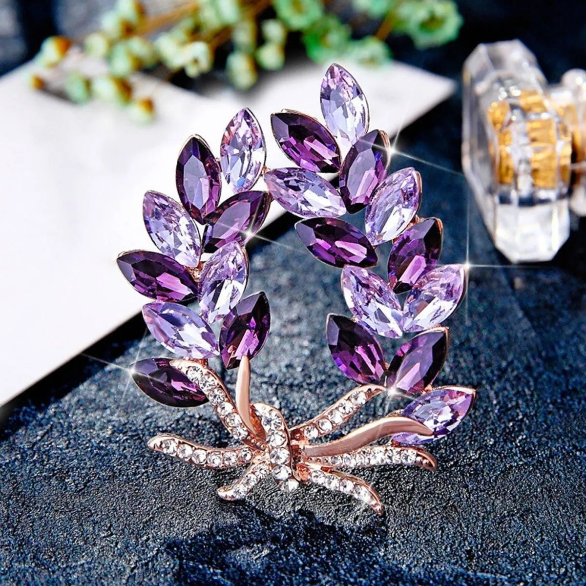 Fashion Rhinestones Bauhinia Flower Brooch