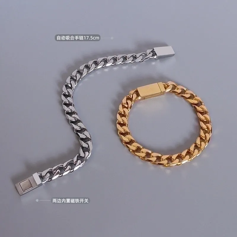 Fashion Thick Handmade Magnet Attracts Stainless Steel Bracelet