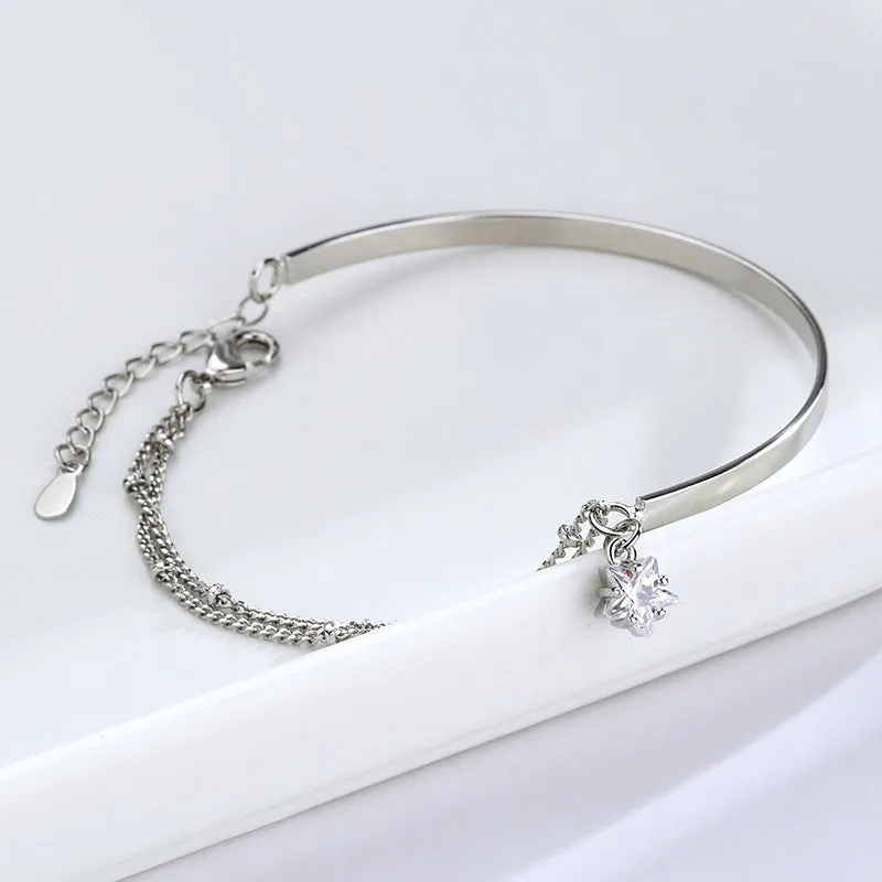 Flash Diamond Double Five-pointed Star Bracelet