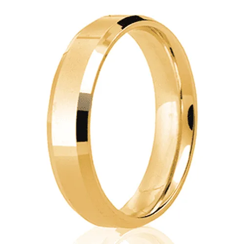 Flat Wedding Band With Bevelled Edge