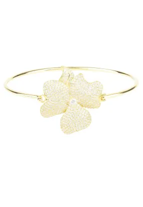 Flower Large Statement Cuff Bracelet Gold