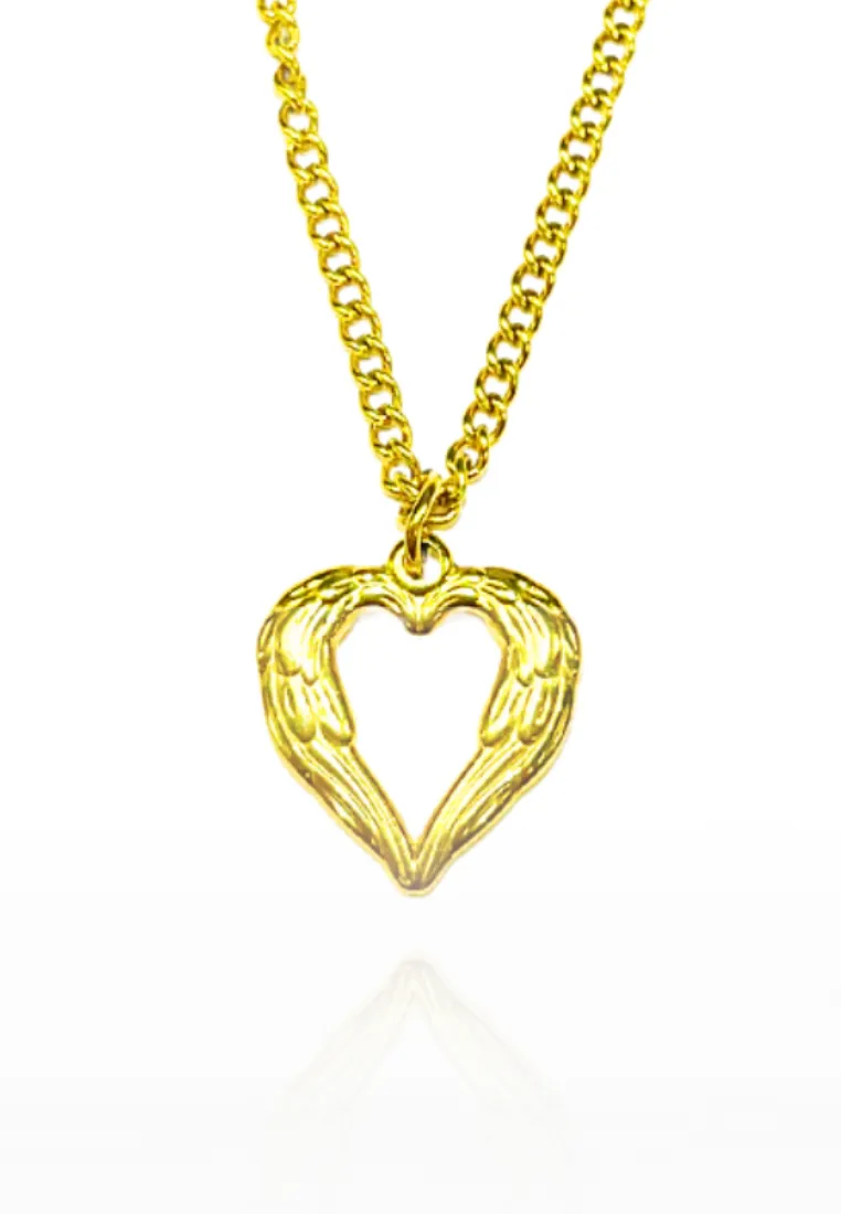Forever Yours Love Heart Pendant Chain Necklace in Gold