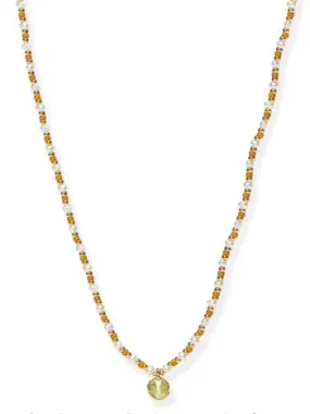 Fresh Water Pearl and Smoky Topaz Necklace