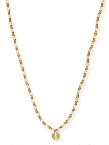 Fresh Water Pearl and Smoky Topaz Necklace