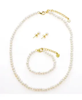 Freshwater Pearl Set - Necklace, Bracelet, Earrings