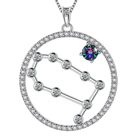 Gemini Zodiac Necklace Pendant Women Girls Jewelry Birthday Gift Mystic Topaz 925 Silver