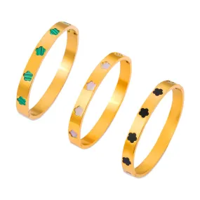 Geometric Floral Acrylic Bracelet with Titanium Steel Detail