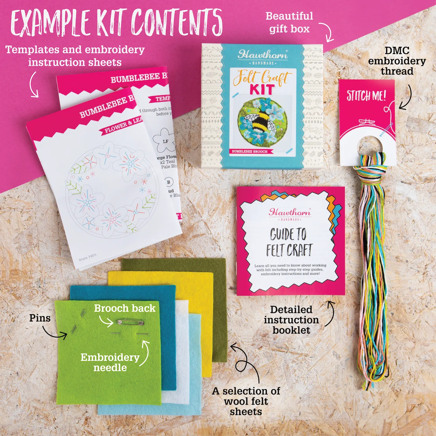 Gertrude Flower Felt Craft Brooch Kit