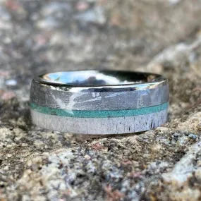 Gibeon Meteorite Wedding Band Custom Mens Rings 8mm Wide Meteorite Ring