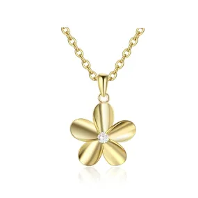 Gold Color Flower Pendant Necklace for Women with Zirconia