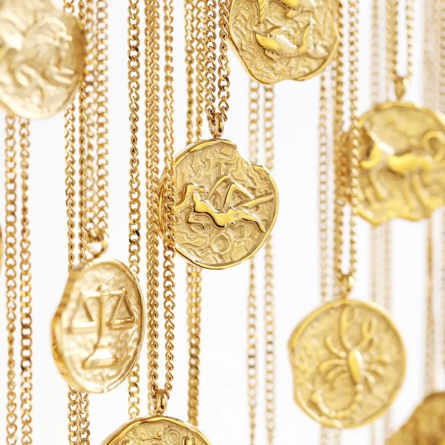 Gold Libra Zodiac Pendant Necklace