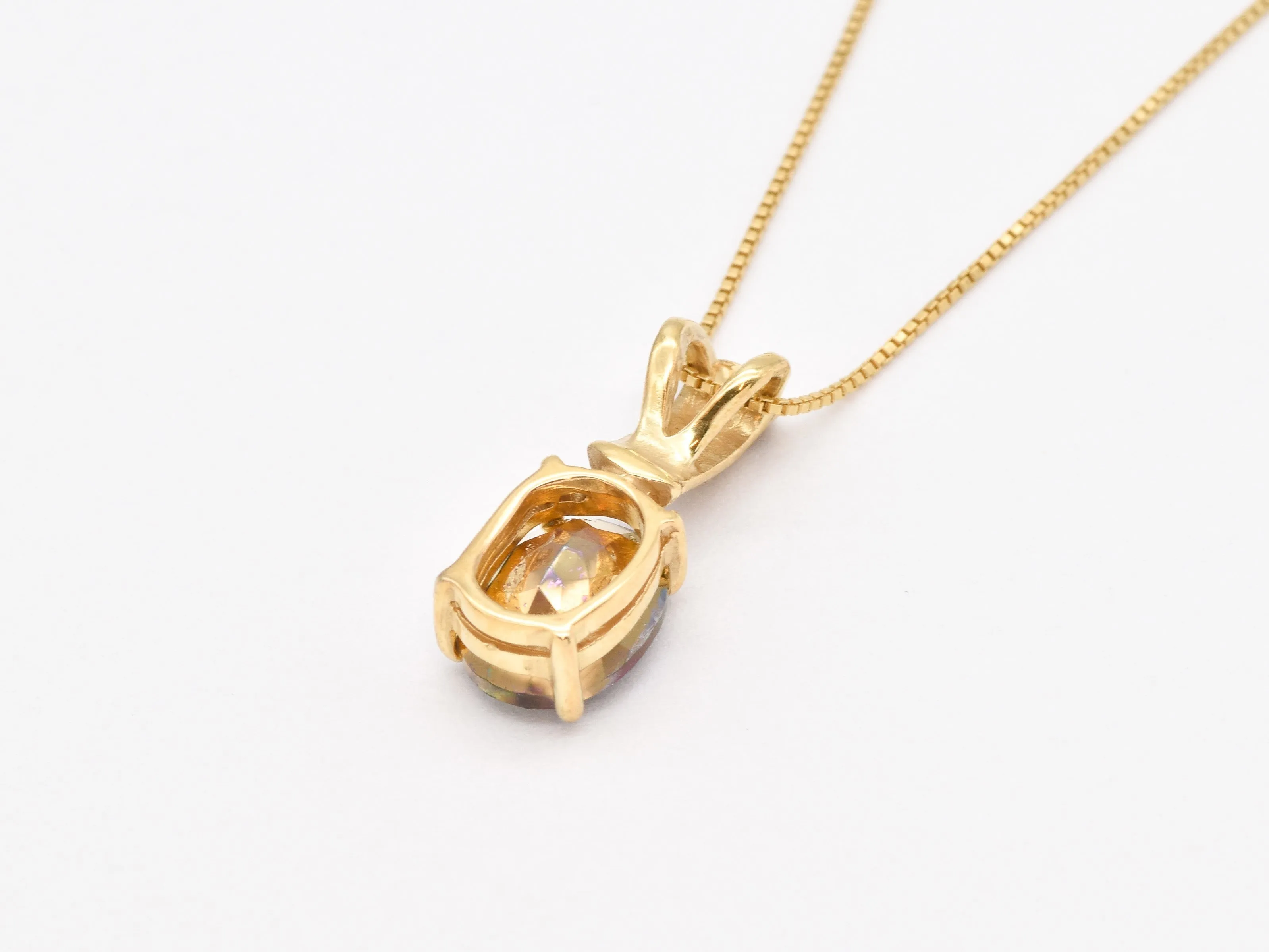 Gold Topaz Pendant - Mystic Topaz Necklace - Purple Tribal Necklace
