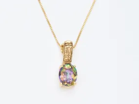 Gold Topaz Pendant - Mystic Topaz Necklace - Purple Tribal Necklace