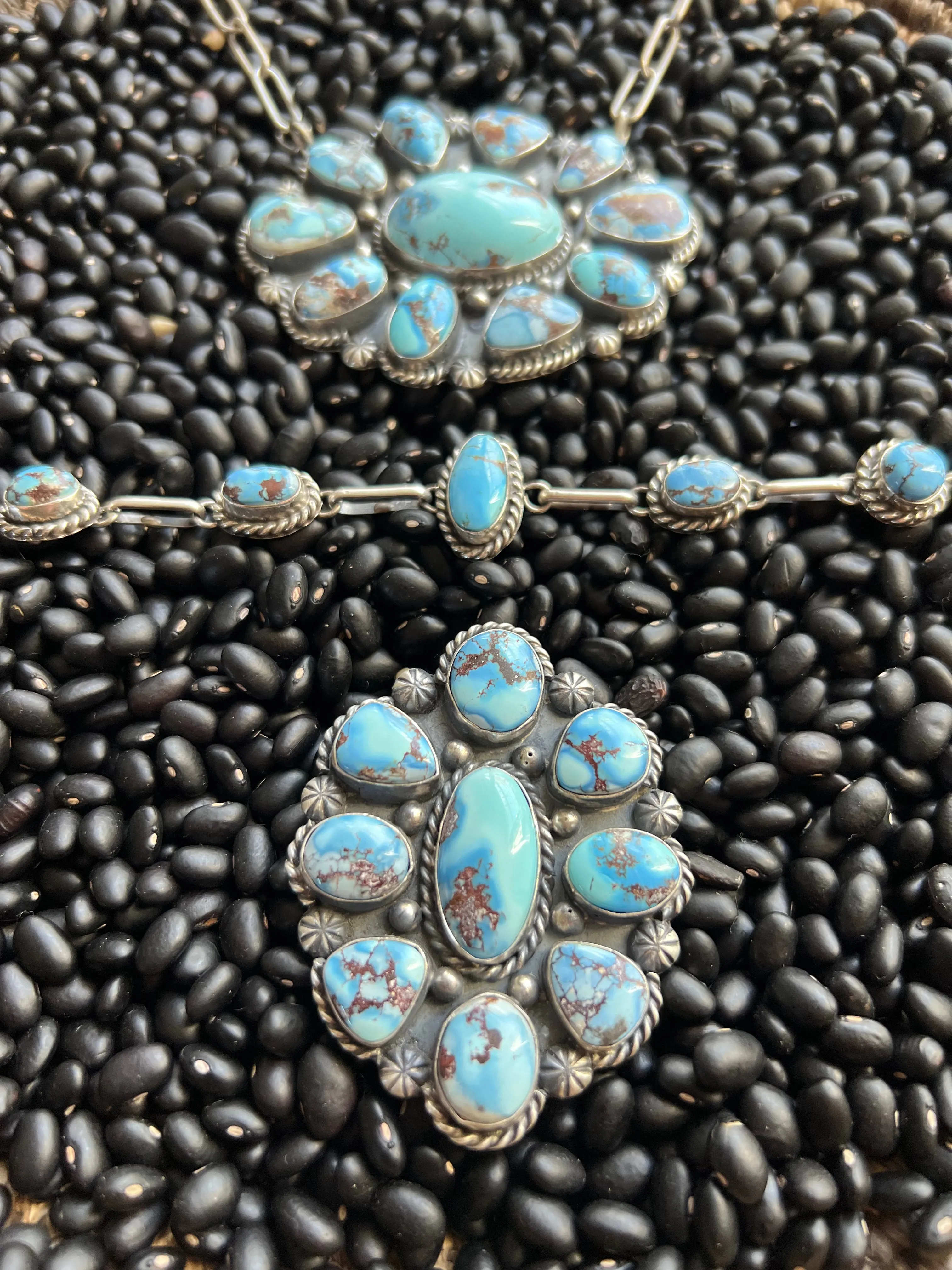 Golden Hills Cluster Turquoise Ring