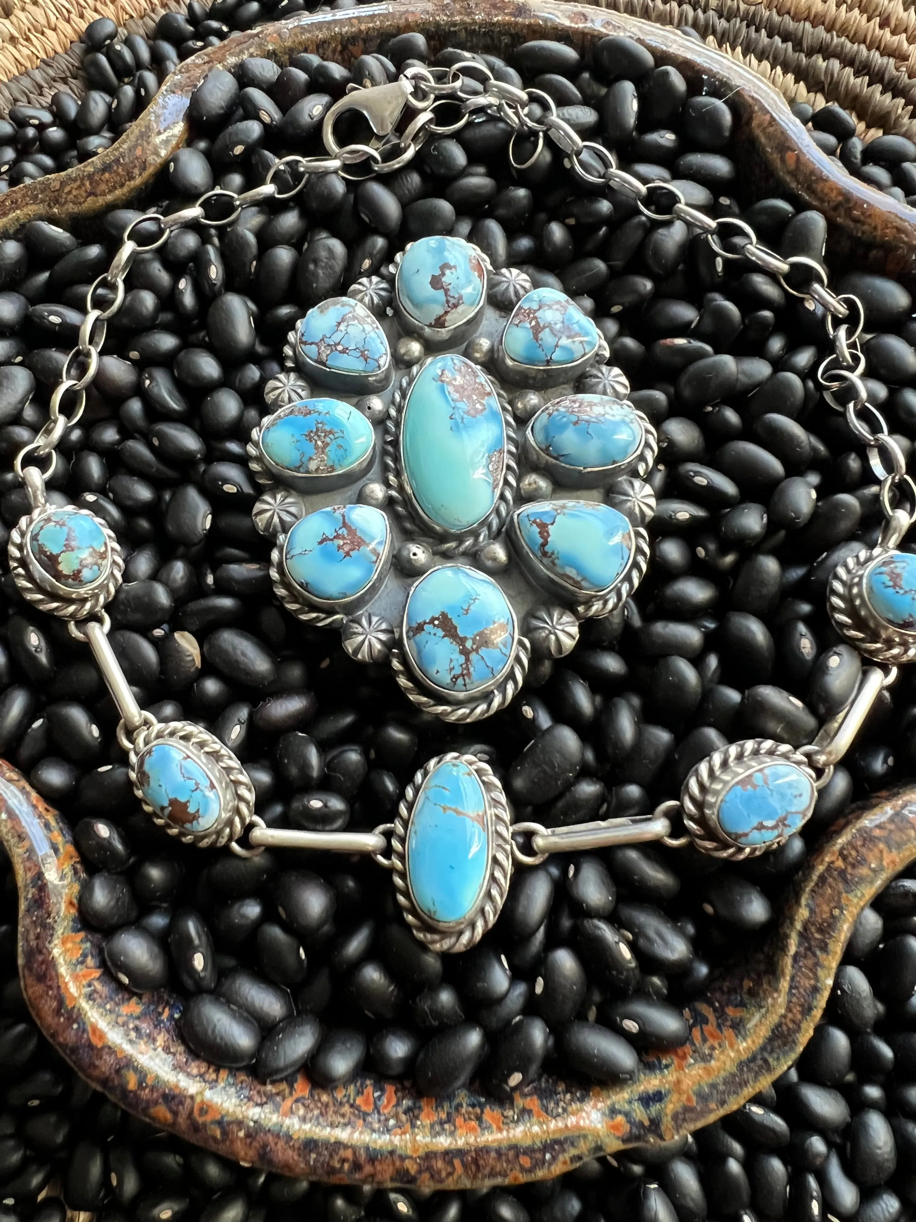 Golden Hills Cluster Turquoise Ring