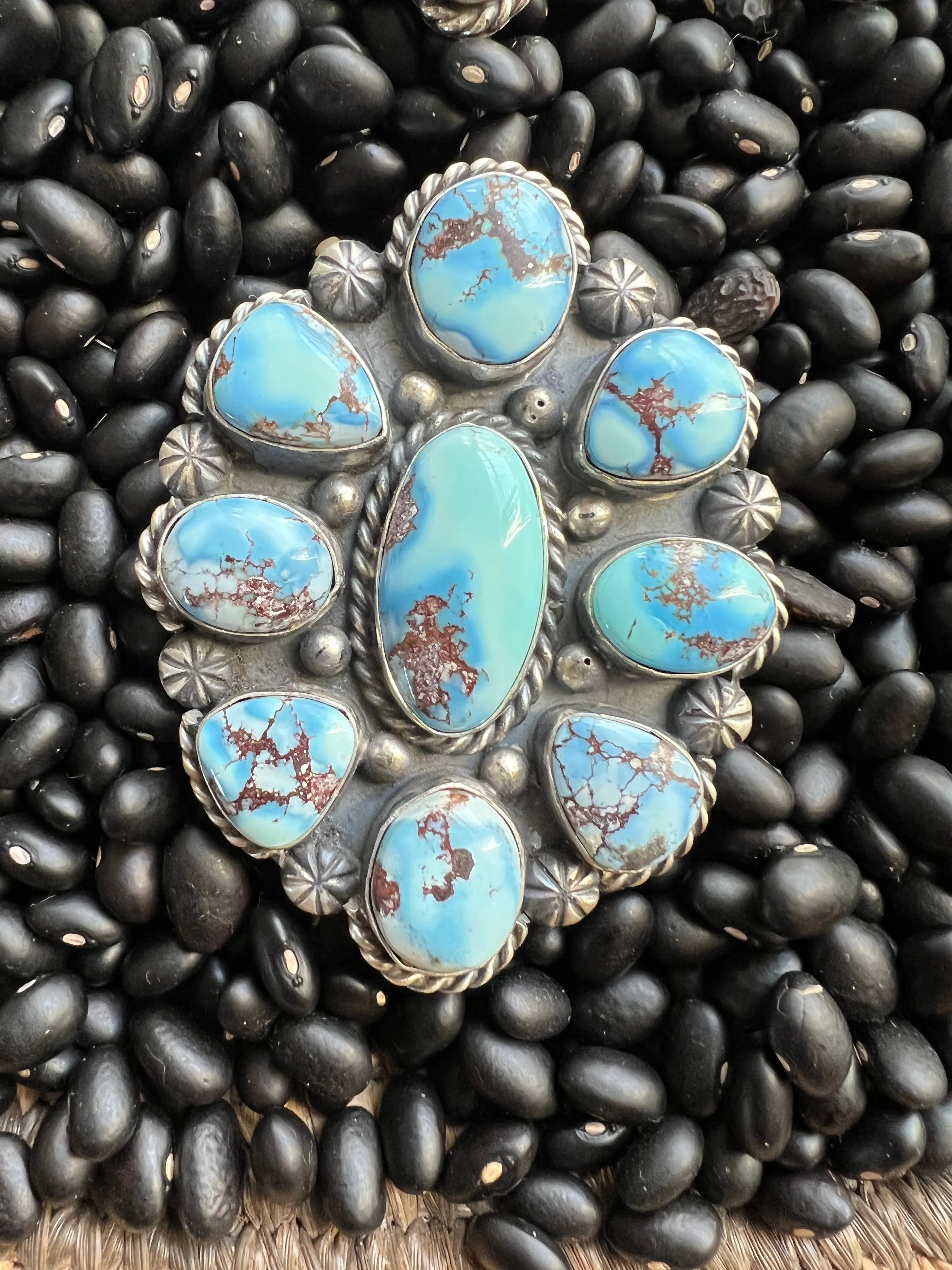 Golden Hills Cluster Turquoise Ring